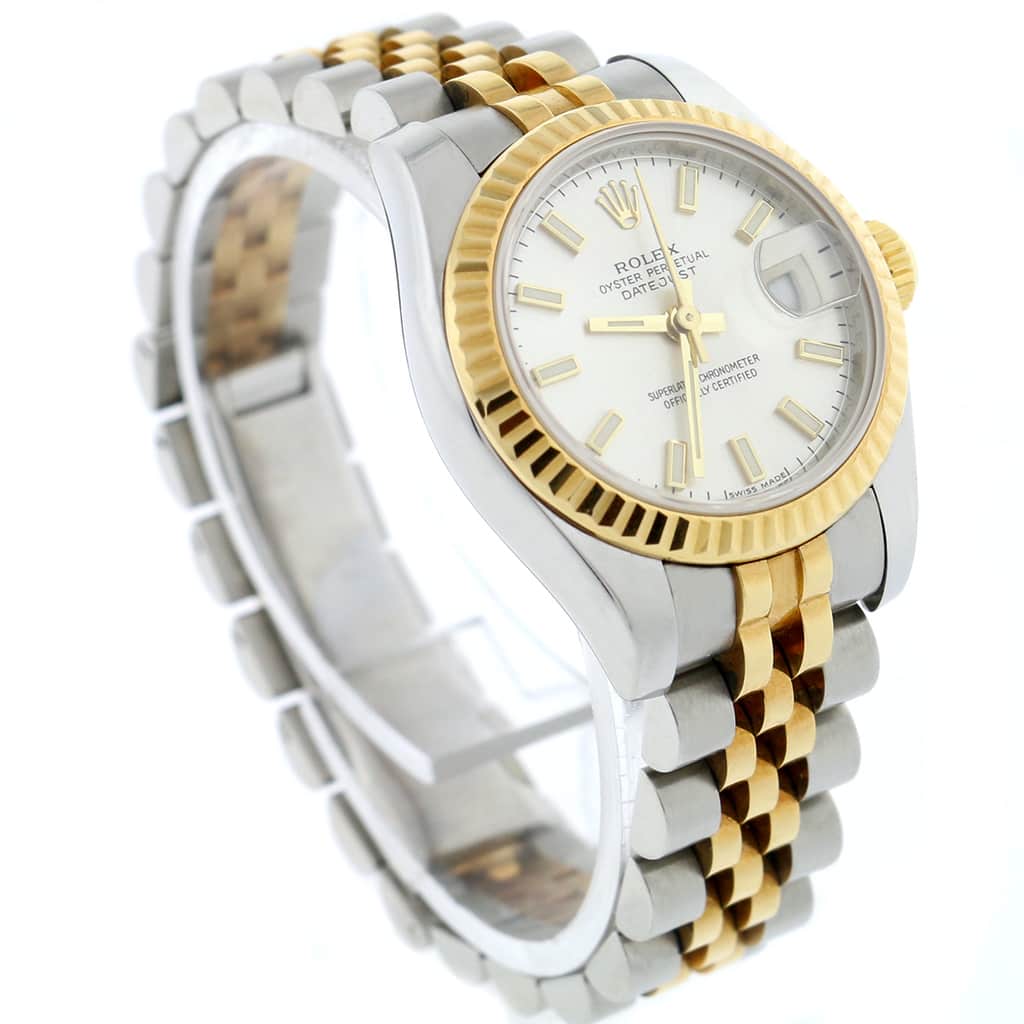 Rolex Datejust Ladies 2-Tone 18K Yellow Gold/Steel 26MM Original Silver Index Dial Jubilee Watch 179173 - Image 5
