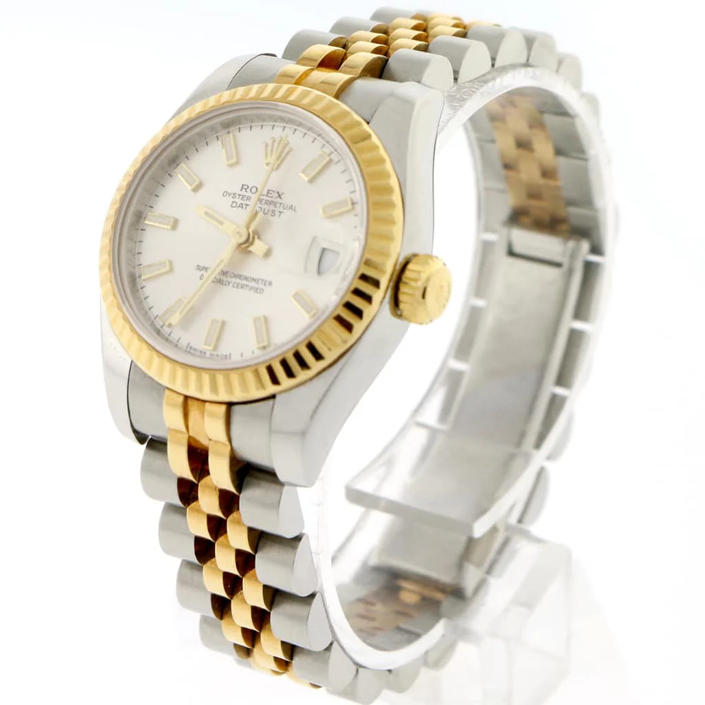 Rolex Datejust Ladies 2-Tone 18K Yellow Gold/Steel 26MM Original Silver Index Dial Jubilee Watch 179173 - Image 9