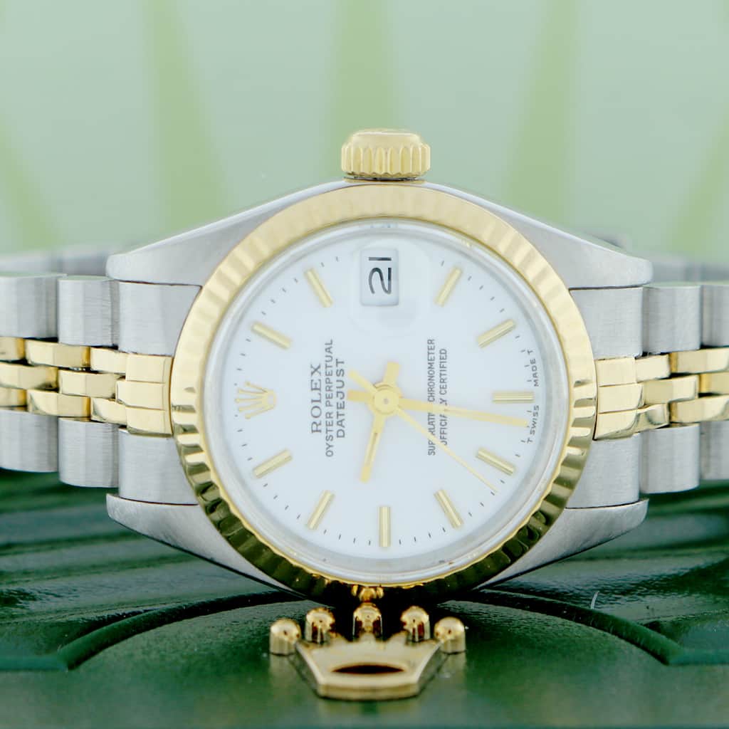 Rolex Datejust Ladies 2-Tone 18K Yellow Gold/Steel 26MM Original White Index Dial Jubilee Watch 69173 - Image 2