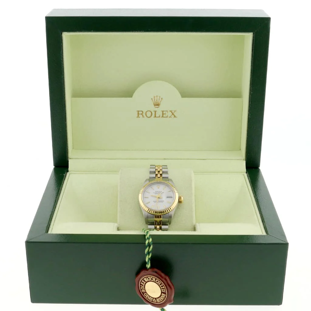 Rolex Datejust Ladies 2-Tone 18K Yellow Gold/Steel 26MM Original White Index Dial Jubilee Watch 69173 - Image 3