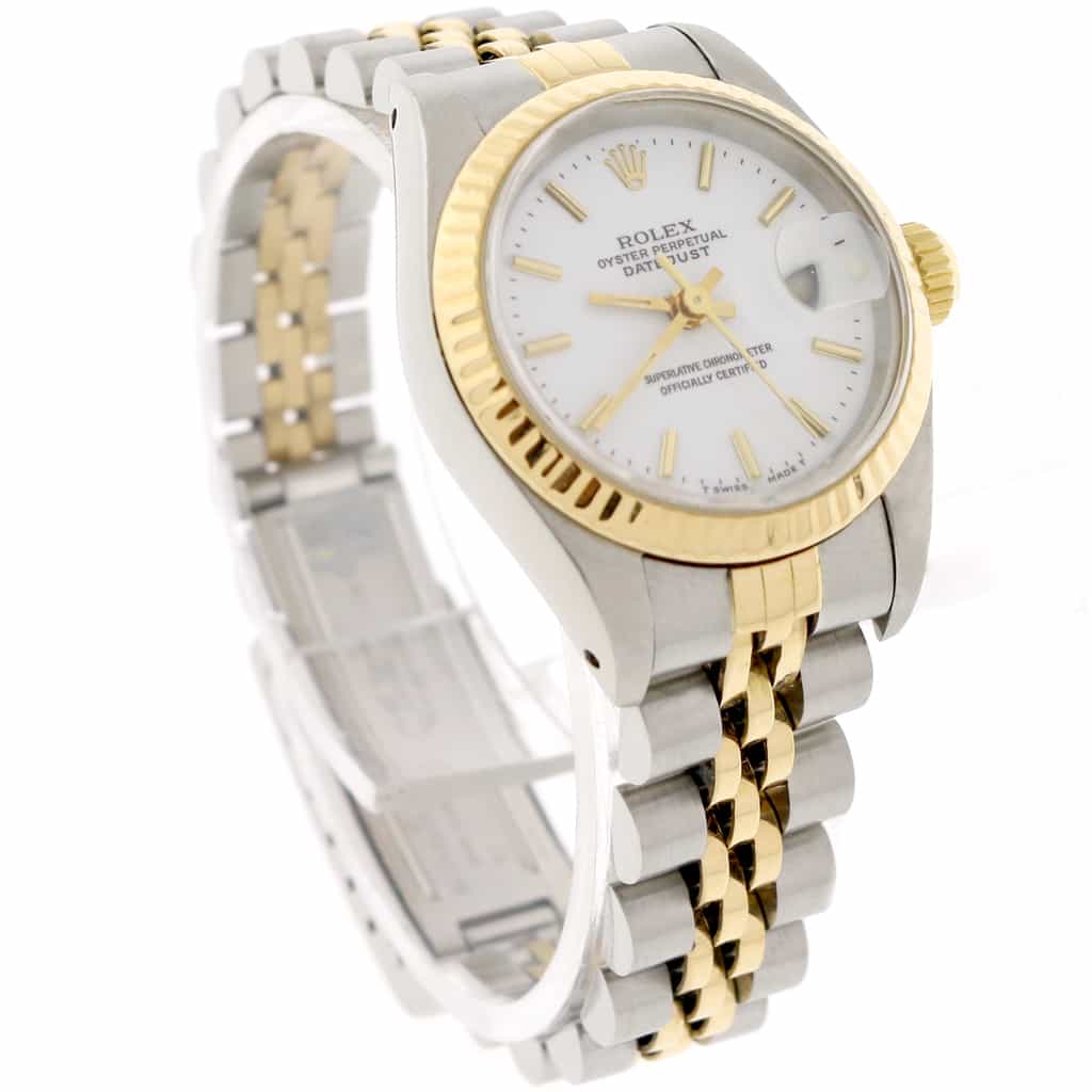 Rolex Datejust Ladies 2-Tone 18K Yellow Gold/Steel 26MM Original White Index Dial Jubilee Watch 69173 - Image 4