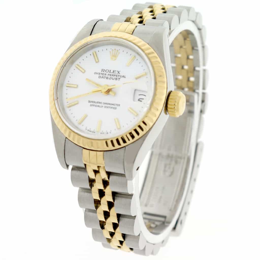 Rolex Datejust Ladies 2-Tone 18K Yellow Gold/Steel 26MM Original White Index Dial Jubilee Watch 69173 - Image 5
