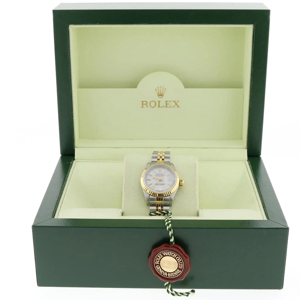 Rolex Datejust Ladies 2-Tone 18K Yellow Gold/Steel 26MM Original White Index Dial Jubilee Watch 69173 - Image 3