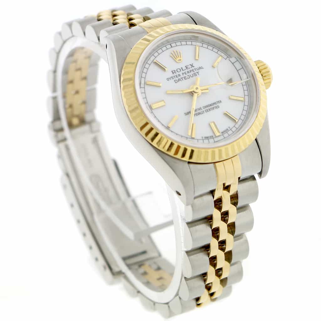 Rolex Datejust Ladies 2-Tone 18K Yellow Gold/Steel 26MM Original White Index Dial Jubilee Watch 69173 - Image 4