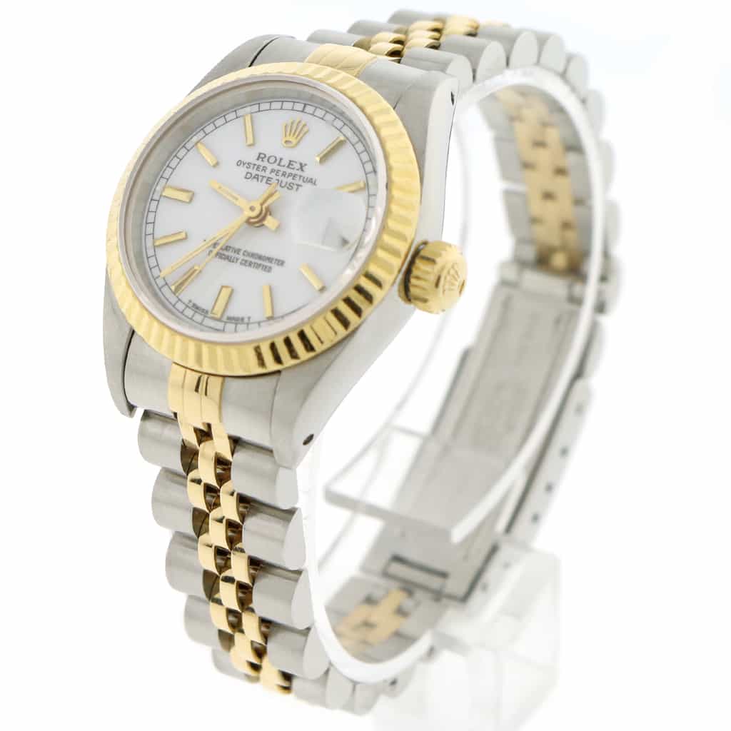 Rolex Datejust Ladies 2-Tone 18K Yellow Gold/Steel 26MM Original White Index Dial Jubilee Watch 69173 - Image 8