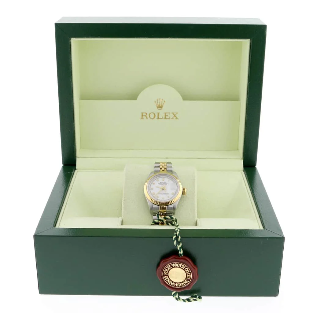 Rolex Datejust Ladies 2-Tone 18K Yellow Gold/Steel 26MM Original White Roman Dial Jubilee Watch 69173 - Image 3