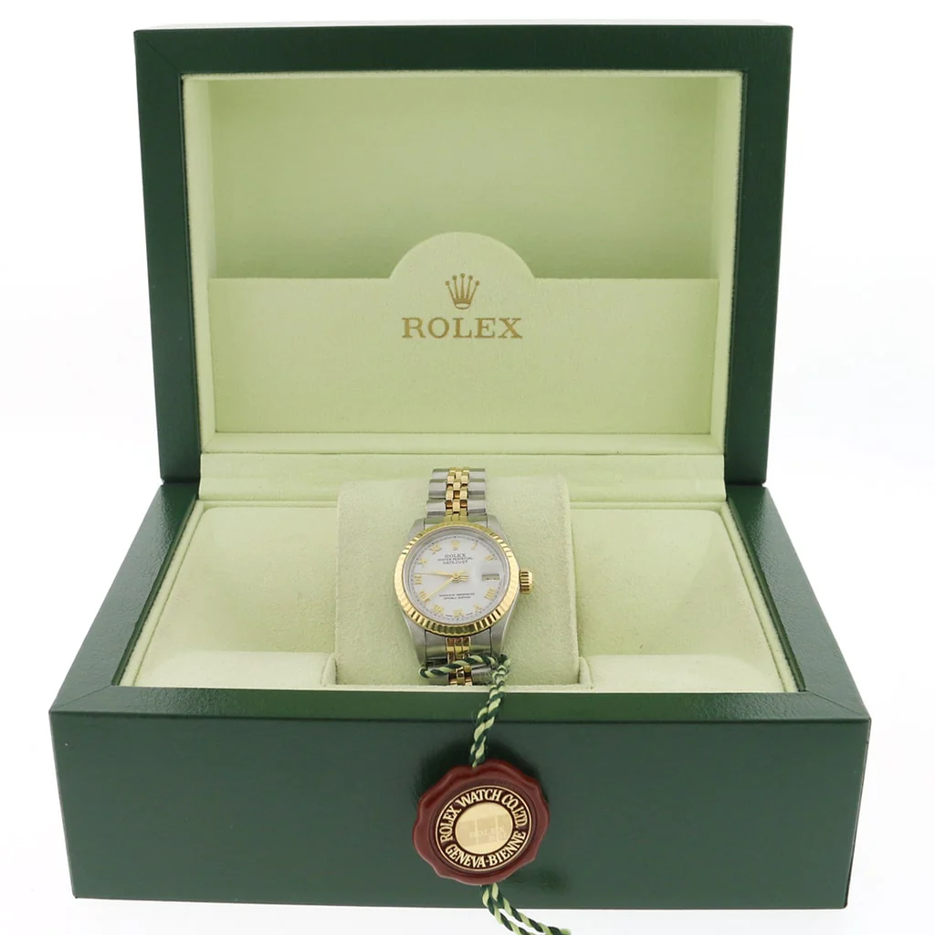 Rolex Datejust Ladies 2-Tone Yellow Gold/Steel Original White Roman Dial 26MM Jubilee Watch 69173 - Image 3