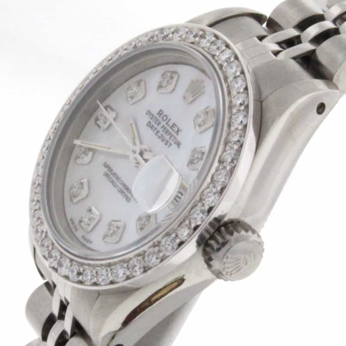 Rolex Datejust Ladies 26MM Automatic Watch White MOP Diamond Dial/Diamond Bezel - Image 3