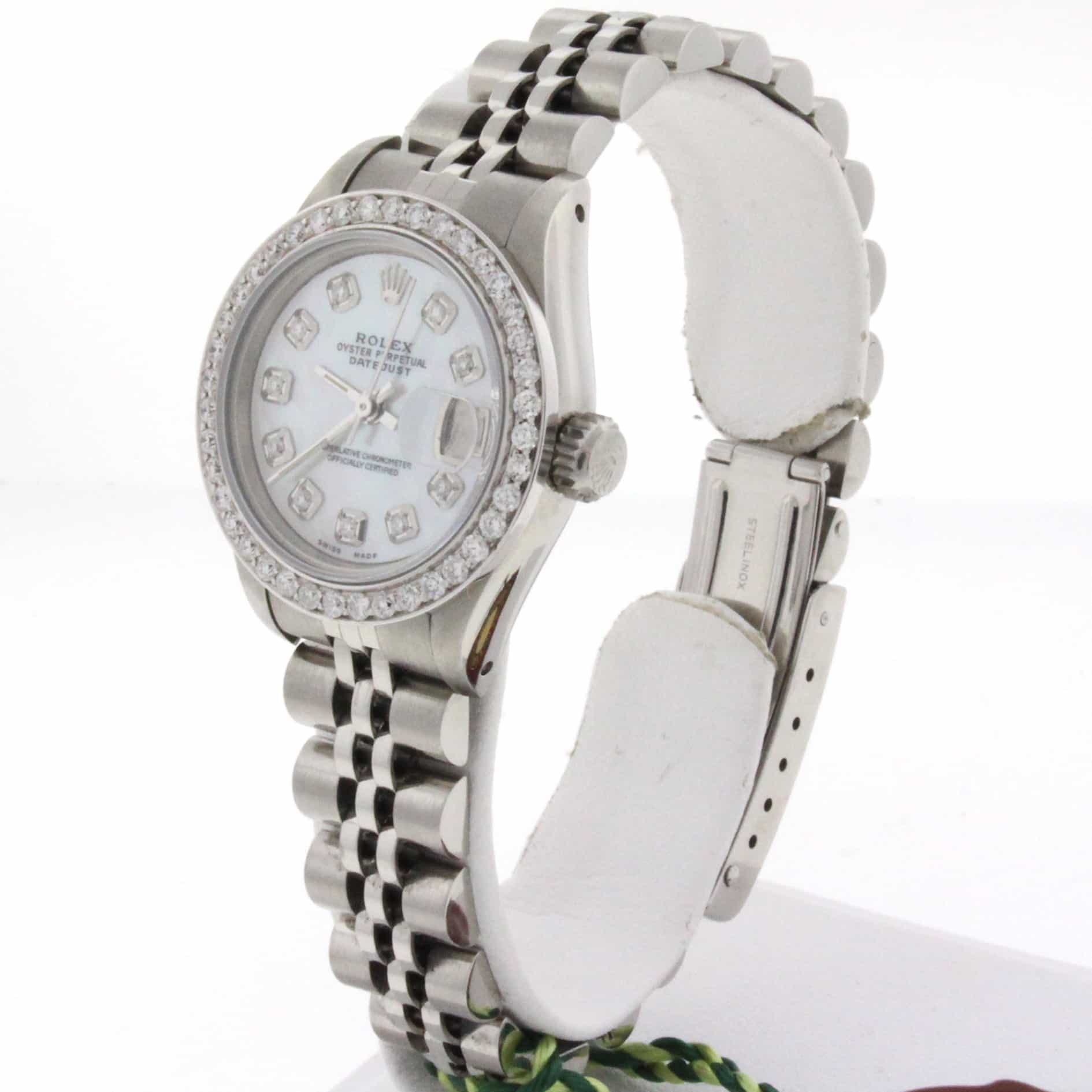 Rolex Datejust Ladies 26MM Automatic Watch White MOP Diamond Dial/Diamond Bezel - Image 4