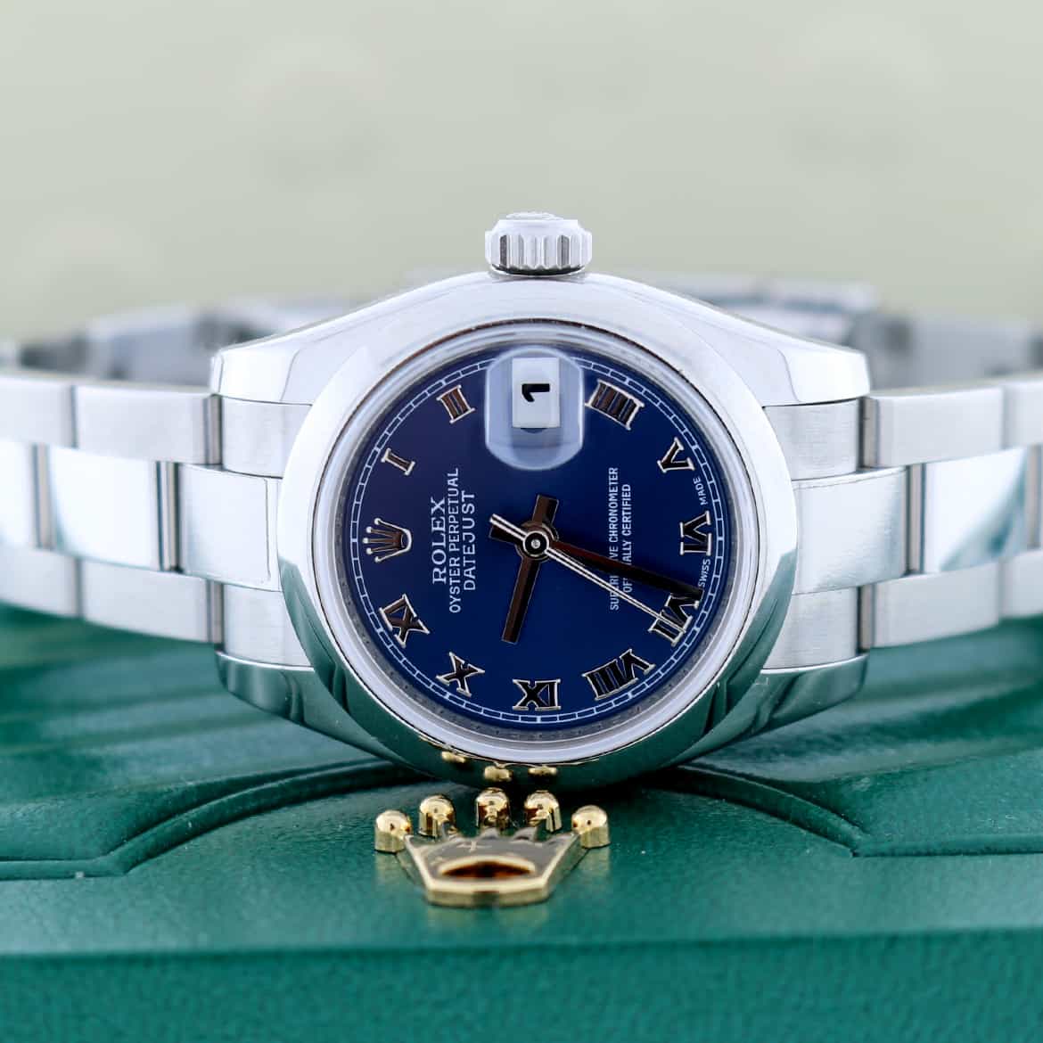 Rolex Datejust Ladies Blue Roman Dial 26MM Domed Bezel Automatic Stainless Steel Oyster Watch 179160 - Image 2