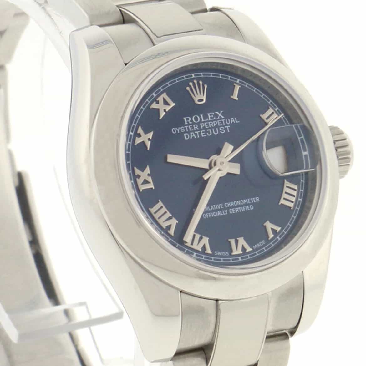 Rolex Datejust Ladies Blue Roman Dial 26MM Domed Bezel Automatic Stainless Steel Oyster Watch 179160 - Image 7