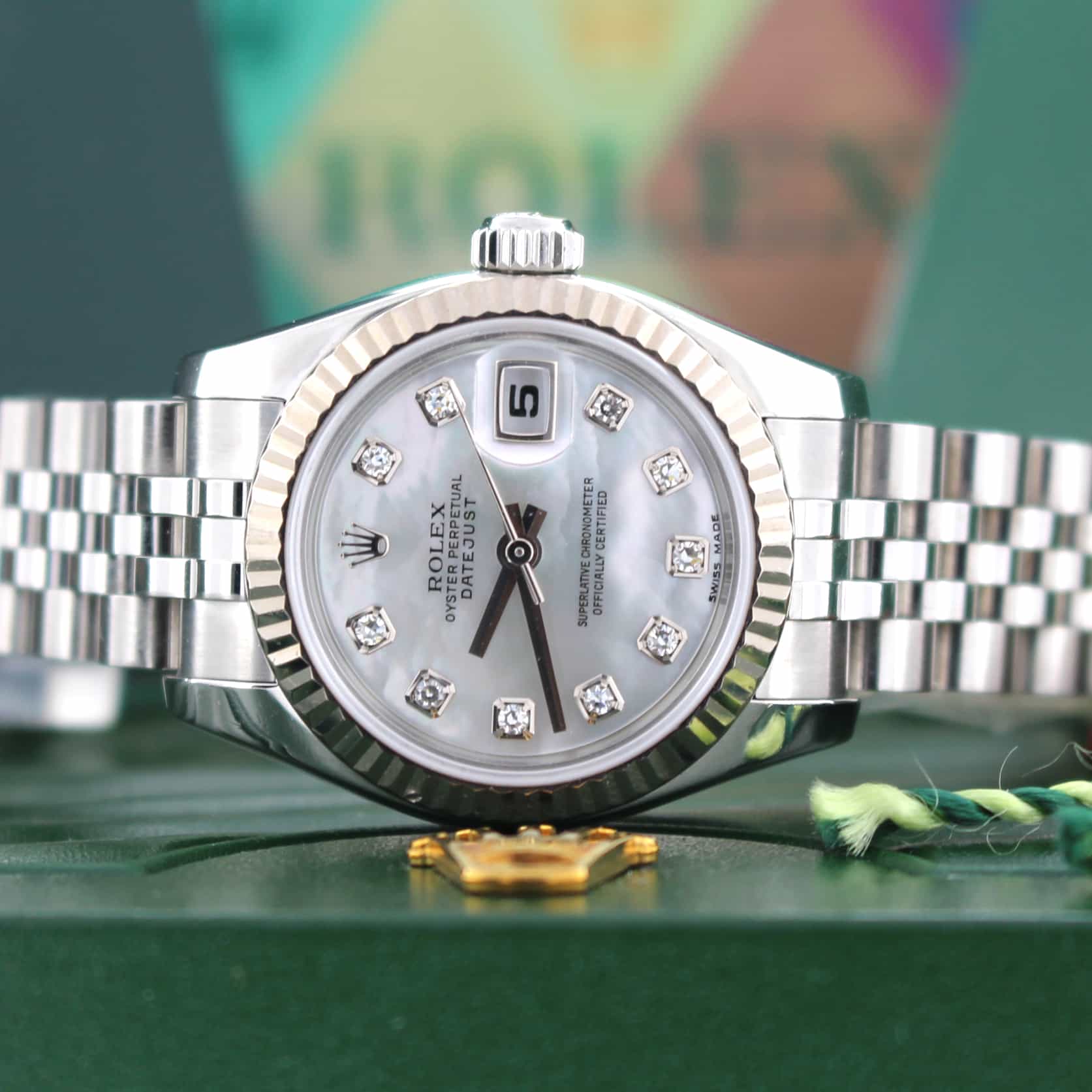 Rolex Datejust Ladies Mother of Pearl Diamond Dial Jubilee Automatic Watch 179174 - Image 2