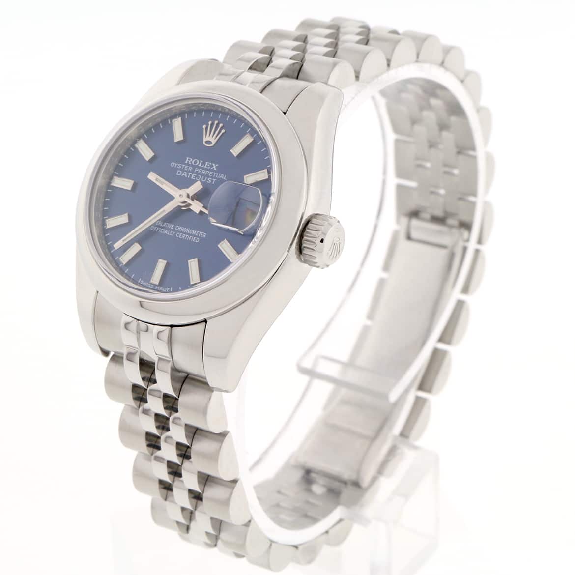 Rolex Datejust Ladies Original Blue Stick Dial 26MM Domed Bezel Automatic Stainless Steel Jubilee Watch 179160 - Image 4