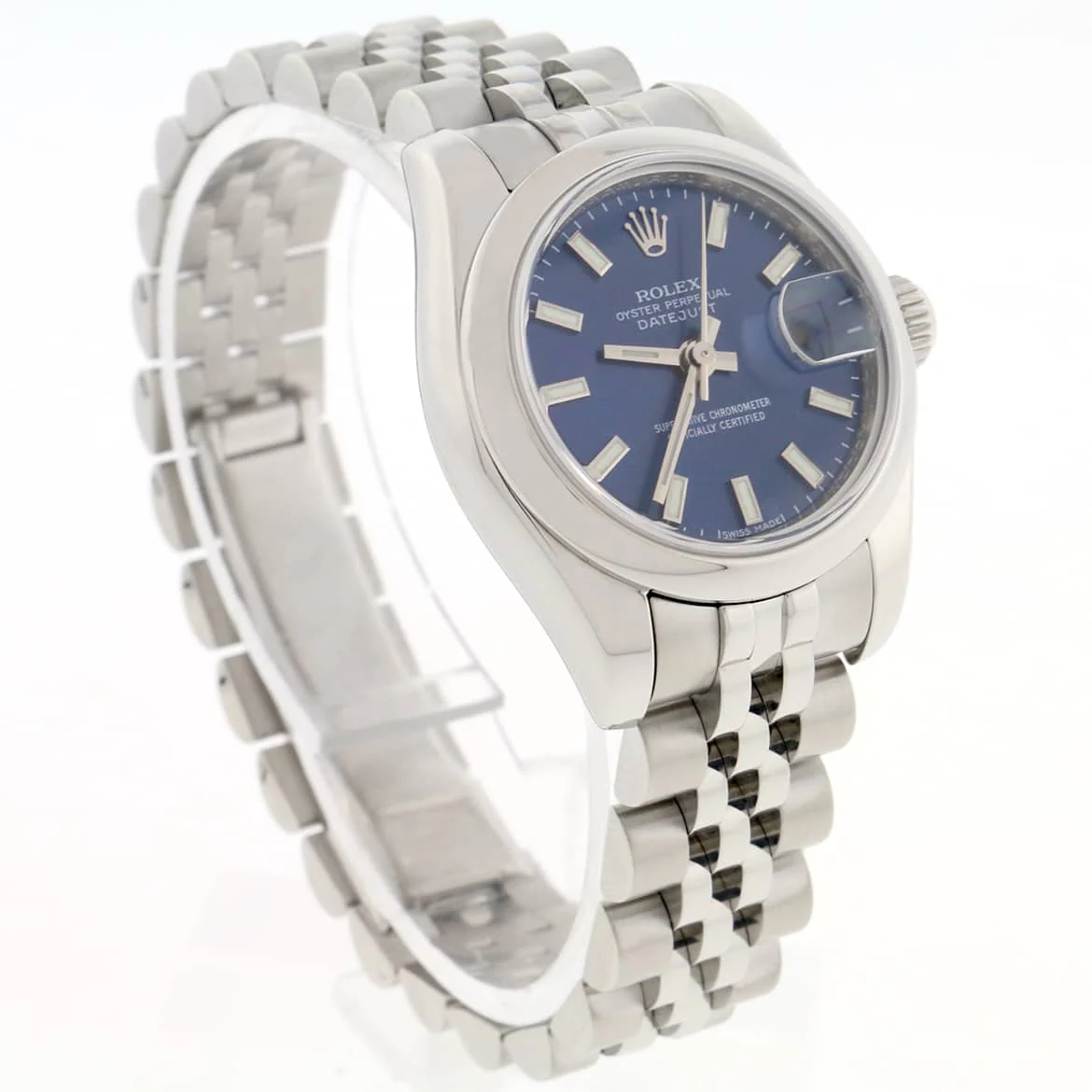 Rolex Datejust Ladies Original Blue Stick Dial 26MM Domed Bezel Automatic Stainless Steel Jubilee Watch 179160 - Image 5