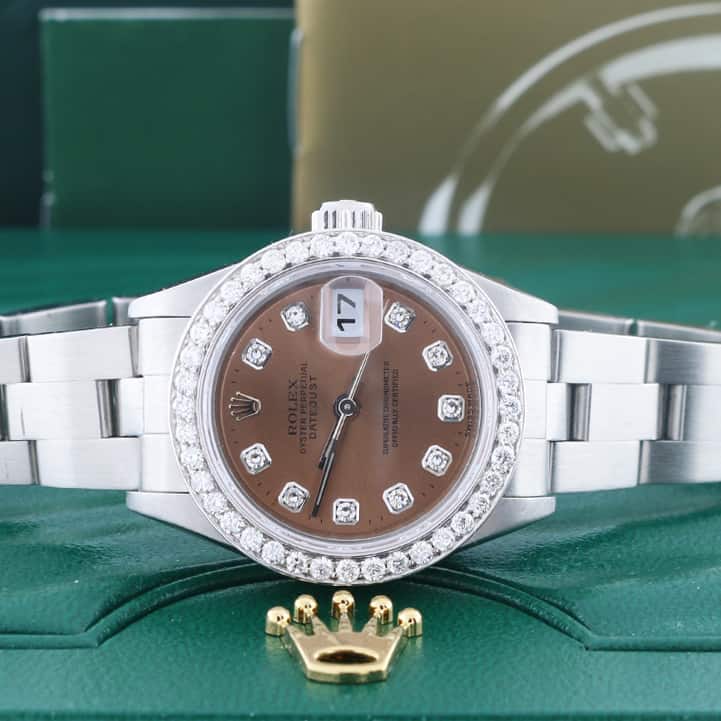 Rolex Datejust Ladies Original Chocolate Diamond Dial Automatic Stainless Steel Watch w/Diamond Bezel 79160 - Image 2