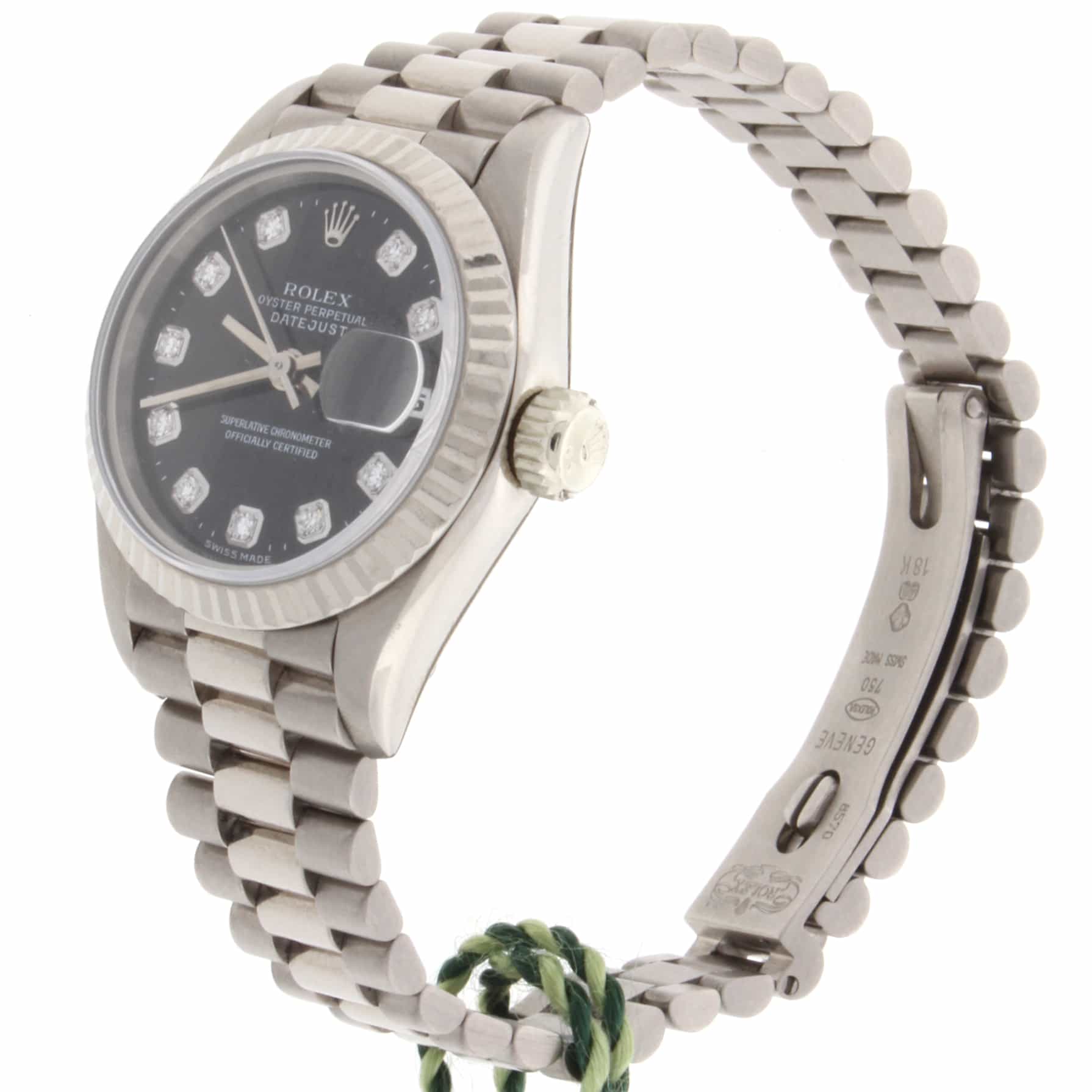 Rolex President Datejust Ladies Original Diamond Black Dial White Gold 26MM Automatic Watch 69179 - Image 5