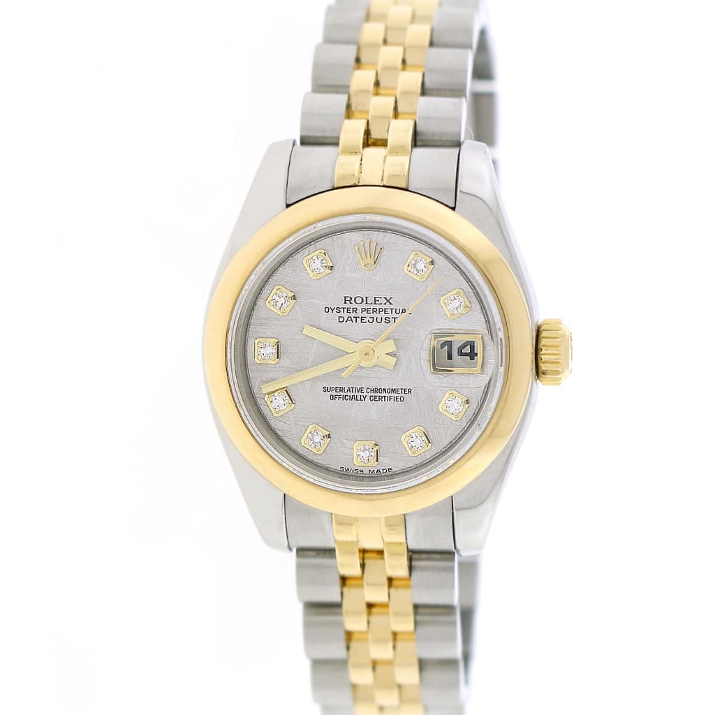 Rolex Datejust Ladies Original Meteorite Diamond Dial 2-Tone 18K Yellow Gold/Stainless Steel 26MM Oyster Watch 179163