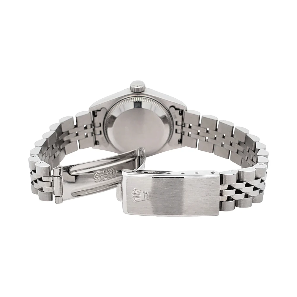 Rolex Datejust Ladies White Roman Dial Gold Fluted Bezel 26mm Steel Jubilee Watch 69174 - Image 6