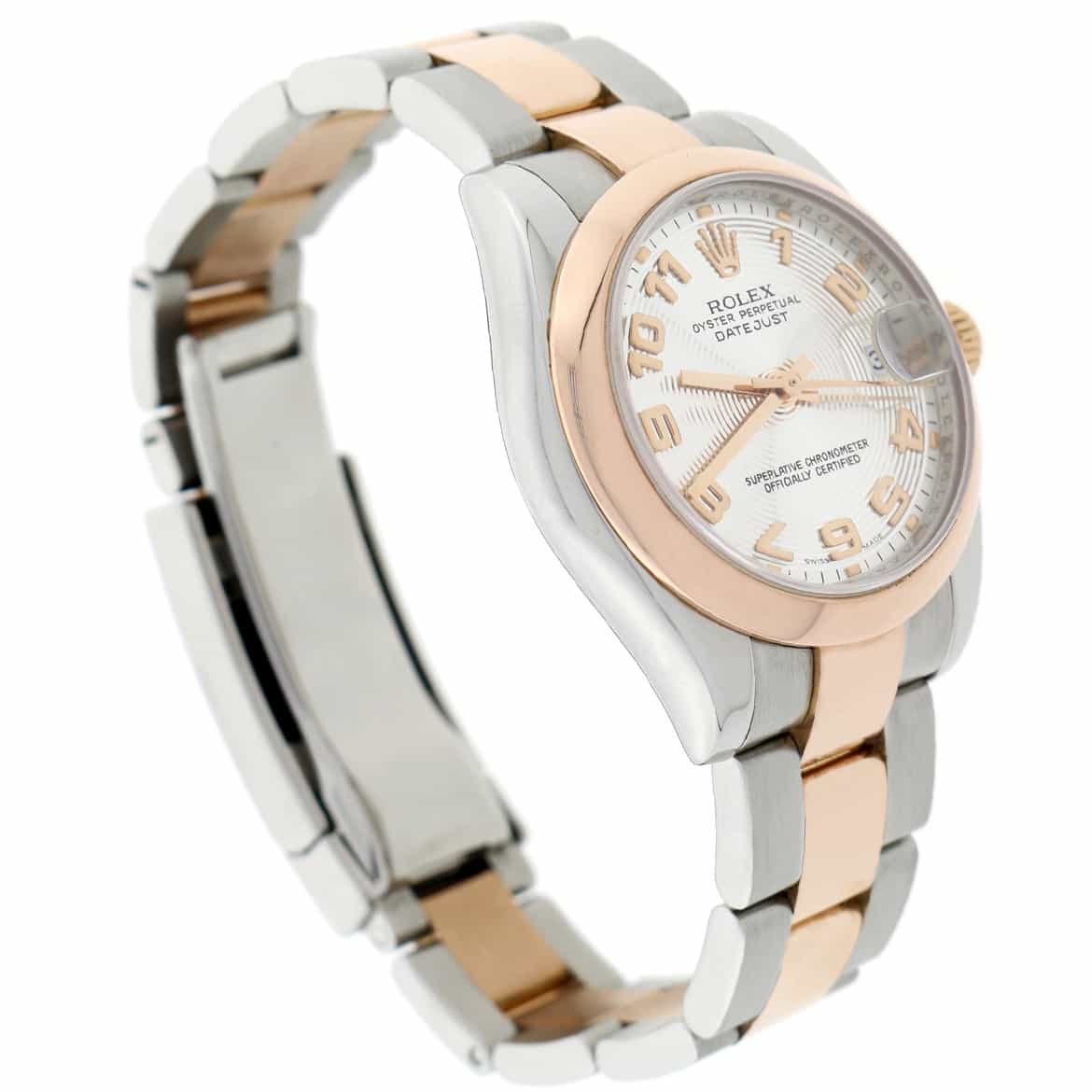 Rolex Datejust Midsize 2-Tone 18K Rose Gold & Stainless Steel 31MM Concentric Silver Arabic Dial Automatic Watch 178241 - Image 5