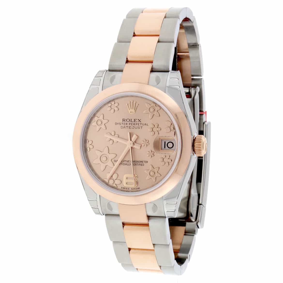 Rolex Datejust Midsize 2-Tone 18K Rose Gold & Stainless Steel Original Floral Motif Dial 31MM Automatic Watch 178241