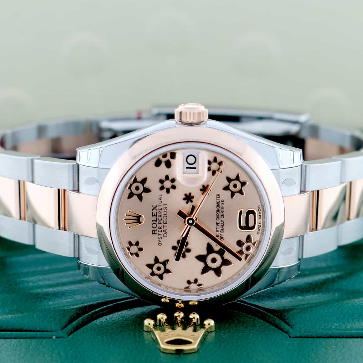 Rolex Datejust Midsize 2-Tone 18K Rose Gold & Stainless Steel Original Floral Motif Dial 31MM Automatic Watch 178241 - Image 2