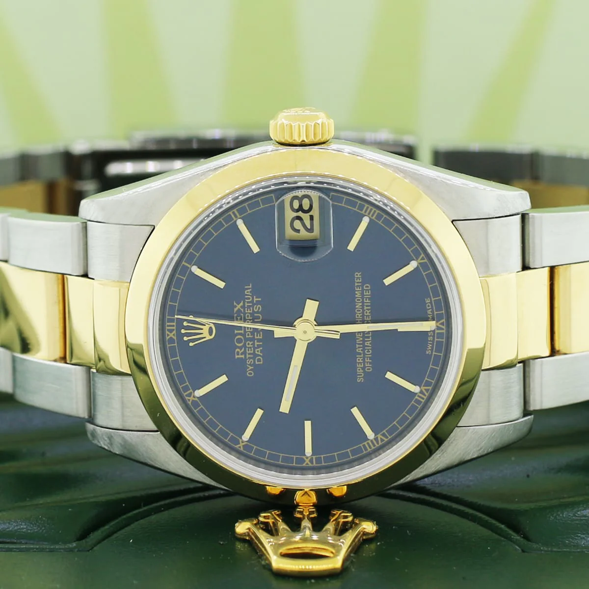 Rolex Datejust Midsize 2-Tone 18K Yellow Gold/Stainless Steel Original Blue Index Dial 31MM Oyster Watch 78243 w/Box&Papers - Image 3