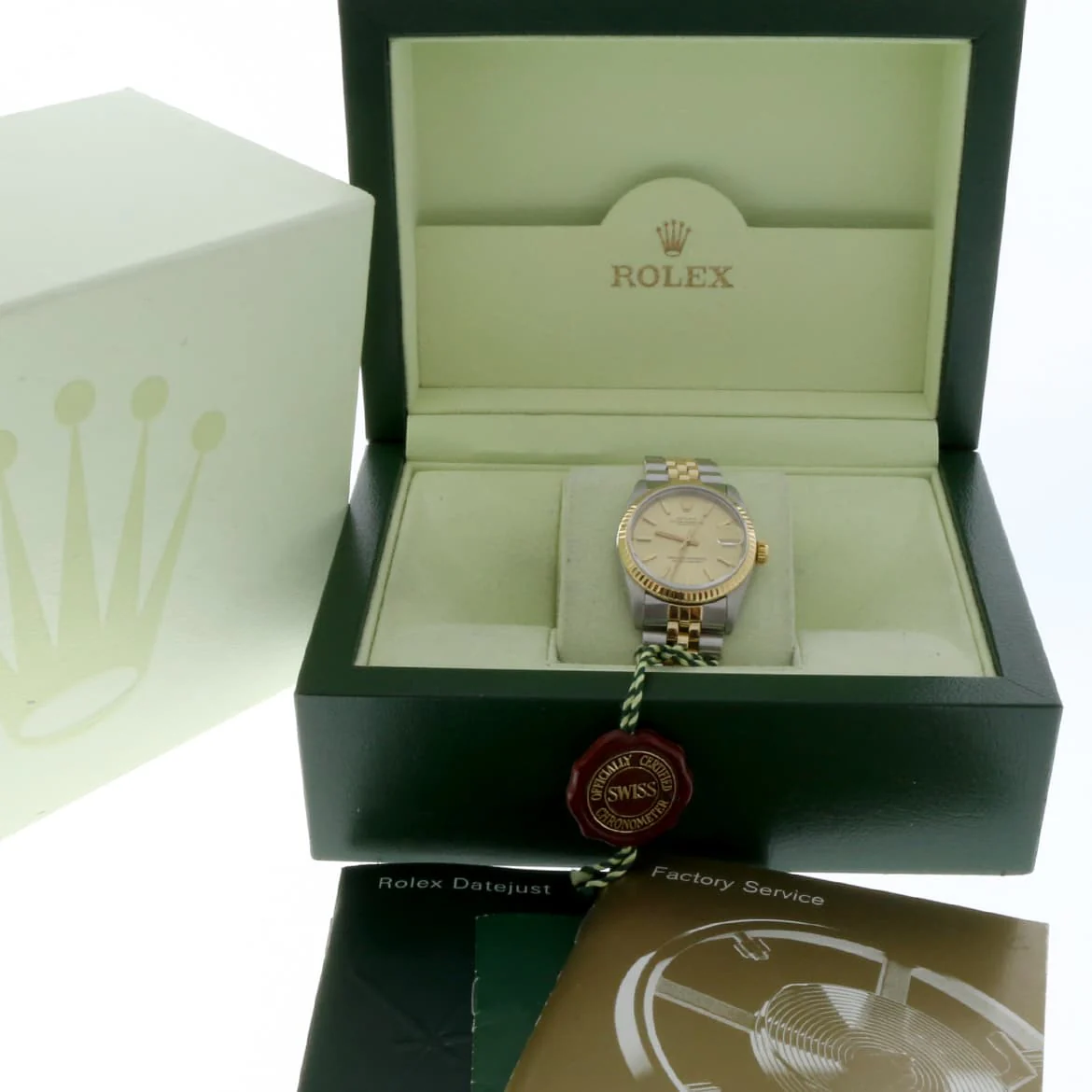 Rolex Datejust Midsize 2-Tone 18K Yellow Gold/Stainless Steel Original Champagne Index Dial 31mm Womens Jubilee Watch 68273 - Image 3