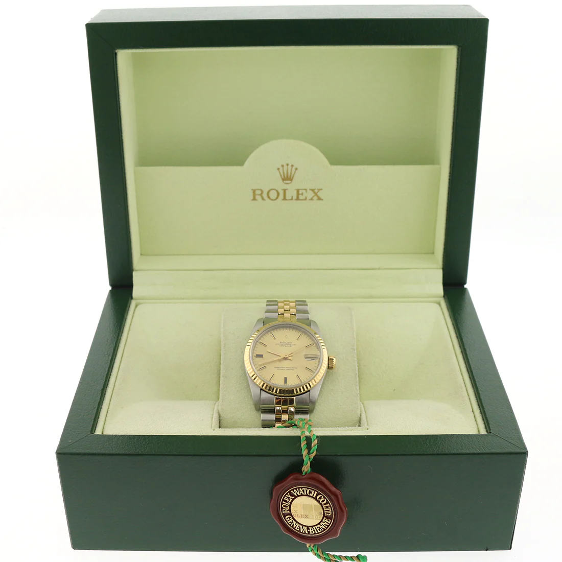 Rolex Datejust Midsize 2-Tone Yellow Gold/Stainless Steel Original Champagne Index Dial 31MM Jubilee Watch 68273 - Image 3
