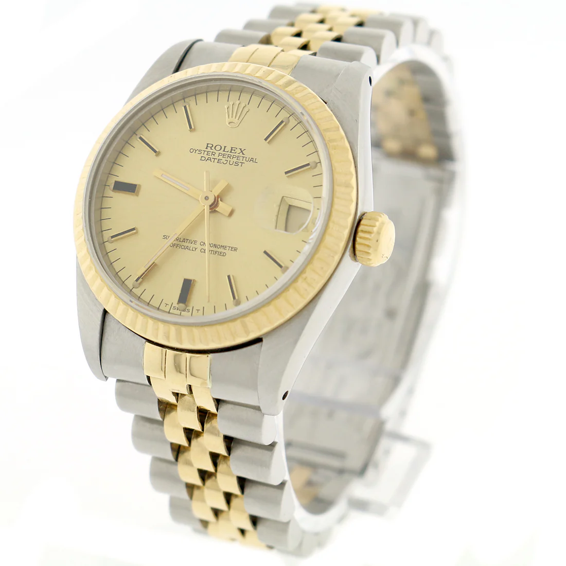 Rolex Datejust Midsize 2-Tone Yellow Gold/Stainless Steel Original Champagne Index Dial 31MM Jubilee Watch 68273 - Image 4