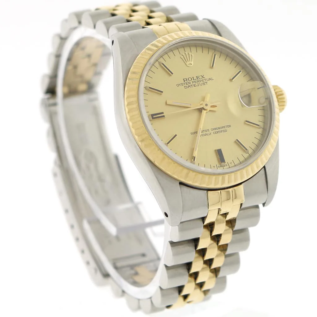 Rolex Datejust Midsize 2-Tone Yellow Gold/Stainless Steel Original Champagne Index Dial 31MM Jubilee Watch 68273 - Image 5