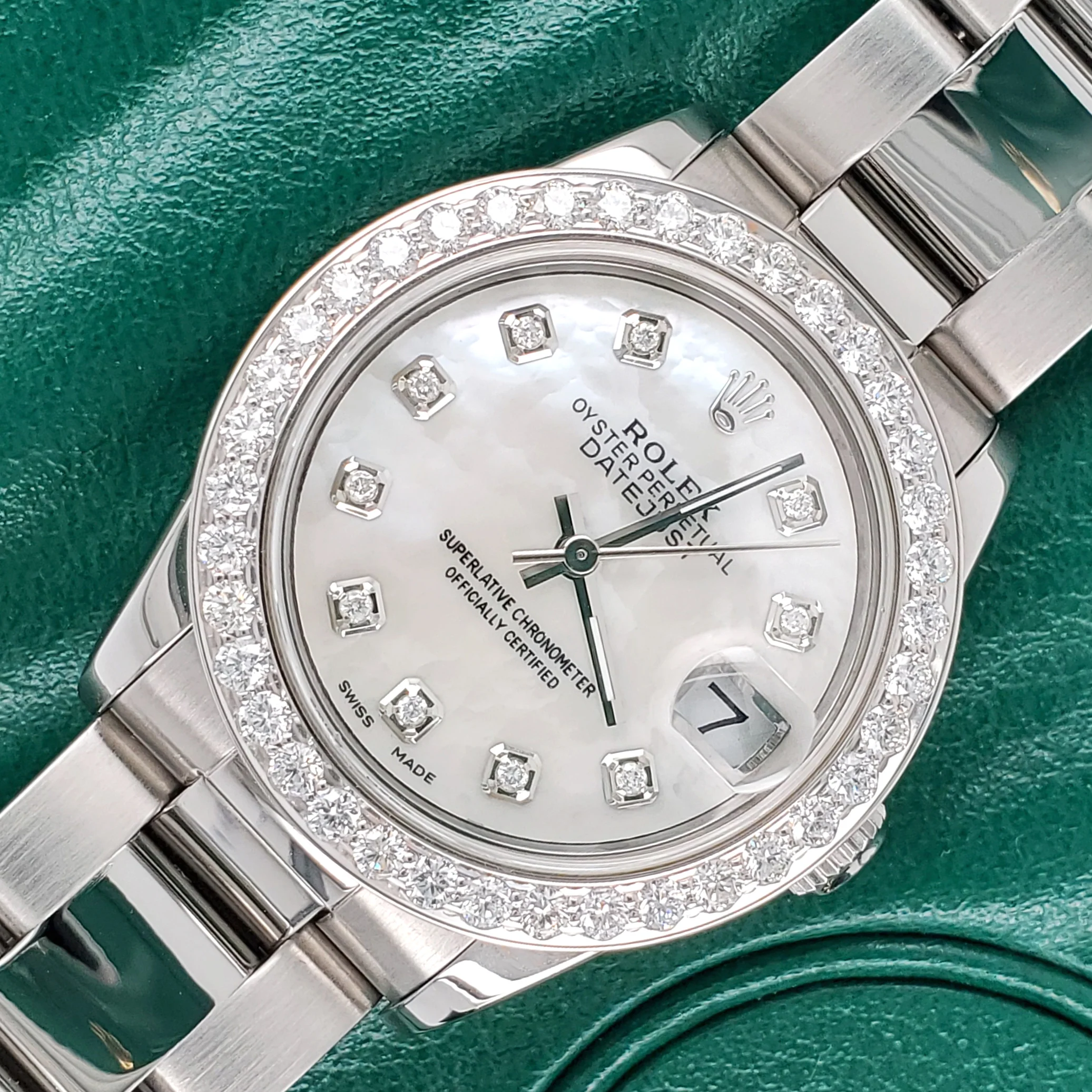 Rolex Datejust Midsize 31mm 1.62ct Bezel/White MOP Diamond Dial Steel Oyster Watch - Image 2