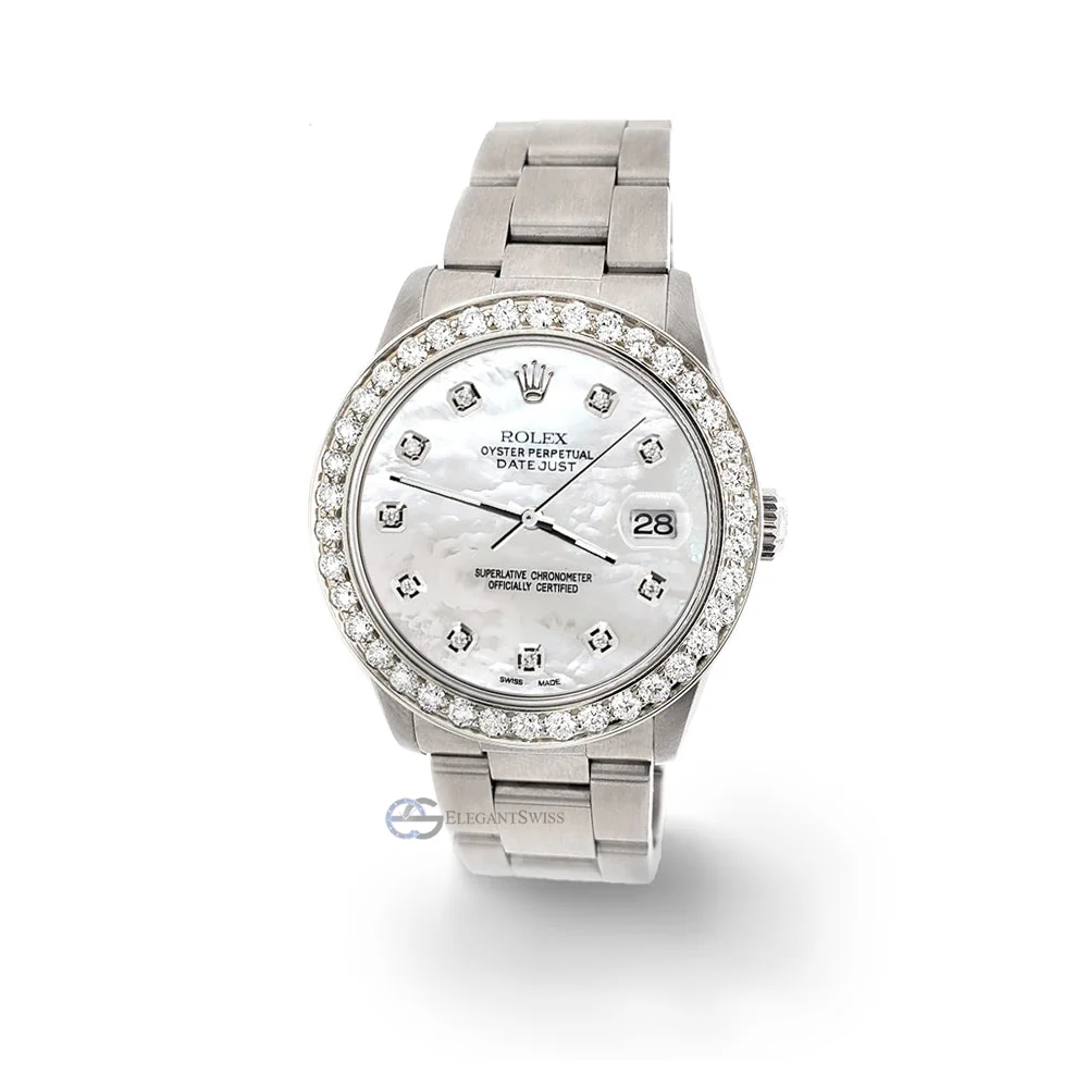 Rolex Datejust Midsize 31mm 1.62ct Bezel/White MOP Diamond Dial Steel Oyster Watch - Image 2