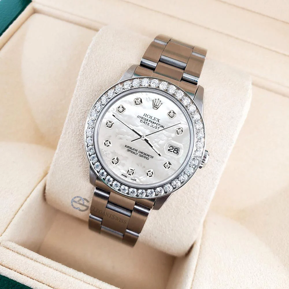 Rolex Datejust Midsize 31mm 1.62ct Bezel/White MOP Diamond Dial Steel Oyster Watch - Image 3