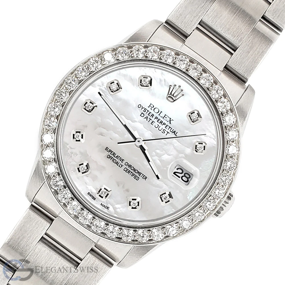 Rolex Datejust Midsize 31mm 1.62ct Bezel/White MOP Diamond Dial Steel Oyster Watch - Image 7