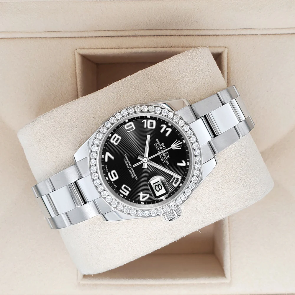 Rolex Datejust Midsize 31mm 178240 Black Concentric Arabic Dial Watch With 0.95ct Diamond Bezel - Image 2