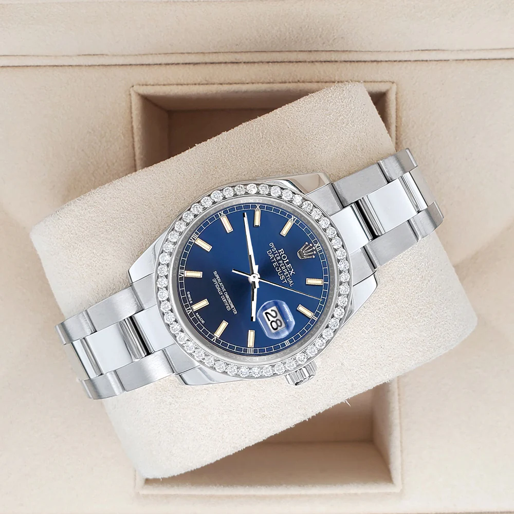 Rolex Datejust Midsize 31mm 178240 Blue Index Dial Watch With 0.95ct Diamond Bezel - Image 2