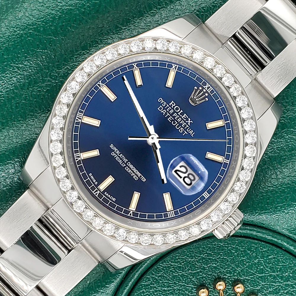 Rolex Datejust Midsize 31mm 178240 Blue Index Dial Watch With 0.95ct Diamond Bezel - Image 4