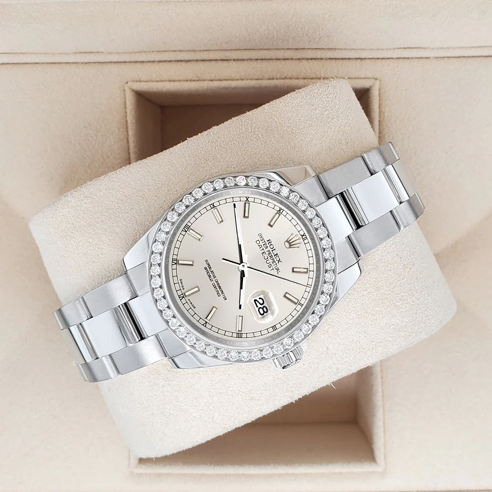 Rolex Datejust Midsize 31mm 178240 Silver Index Dial Watch With 0.95ct Diamond Bezel - Image 2