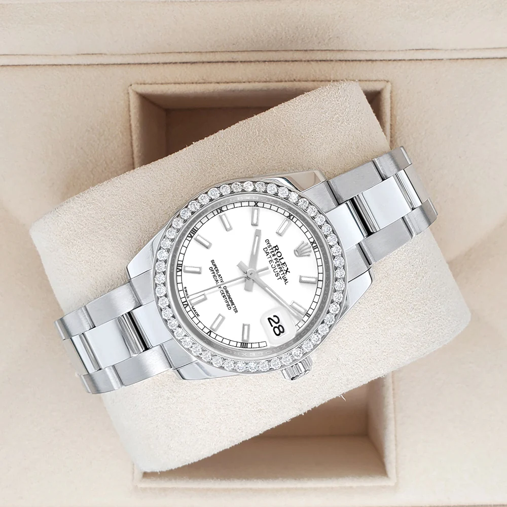 Rolex Datejust Midsize 31mm 178240 White Index Dial Watch With 0.95ct Diamond Bezel - Image 2