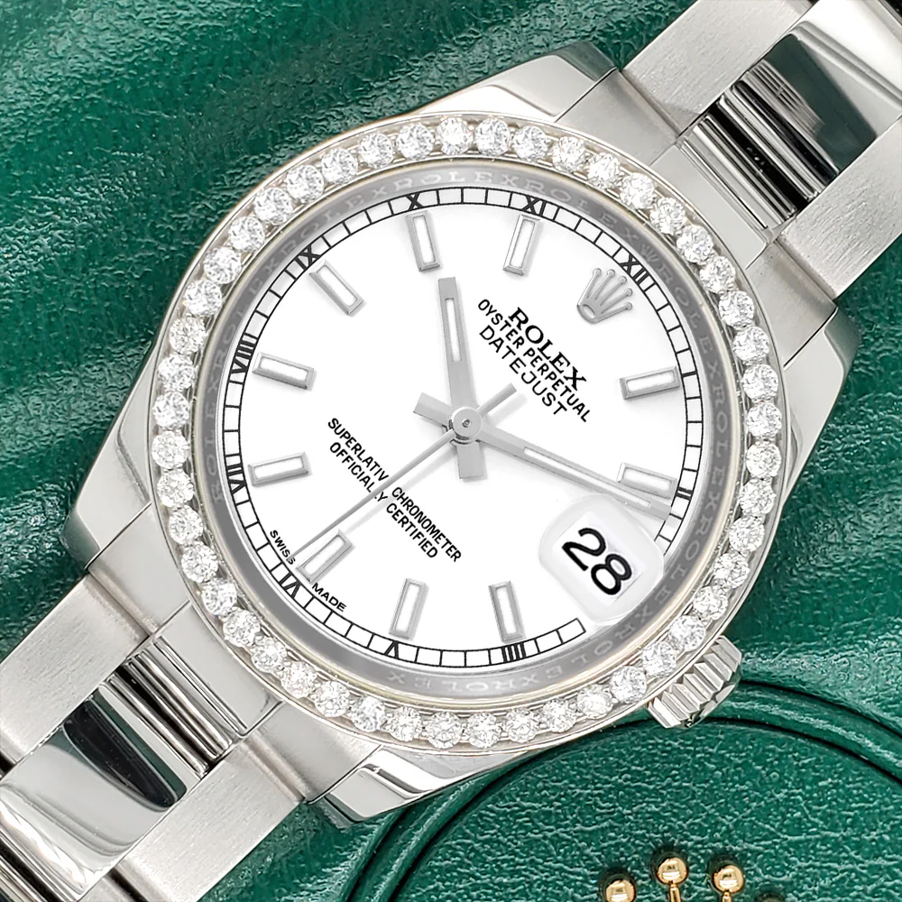 Rolex Datejust Midsize 31mm 178240 White Index Dial Watch With 0.95ct Diamond Bezel - Image 3