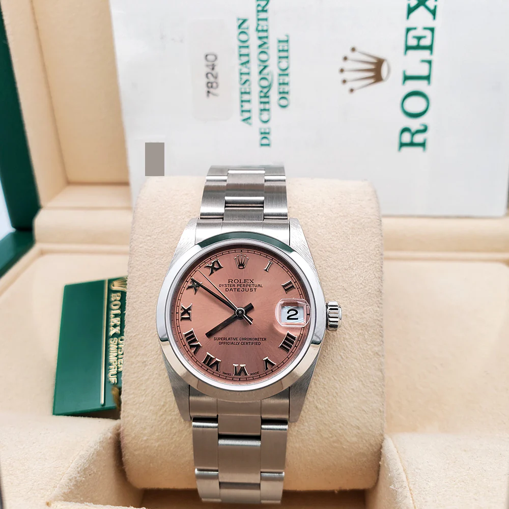 Rolex Datejust Midsize 31mm 78240 Smooth Bezel Salmon Roman Dial Steel Watch Box Papers - Image 2