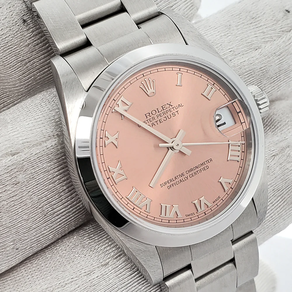Rolex Datejust Midsize 31mm 78240 Smooth Bezel Salmon Roman Dial Steel Watch Box Papers - Image 3