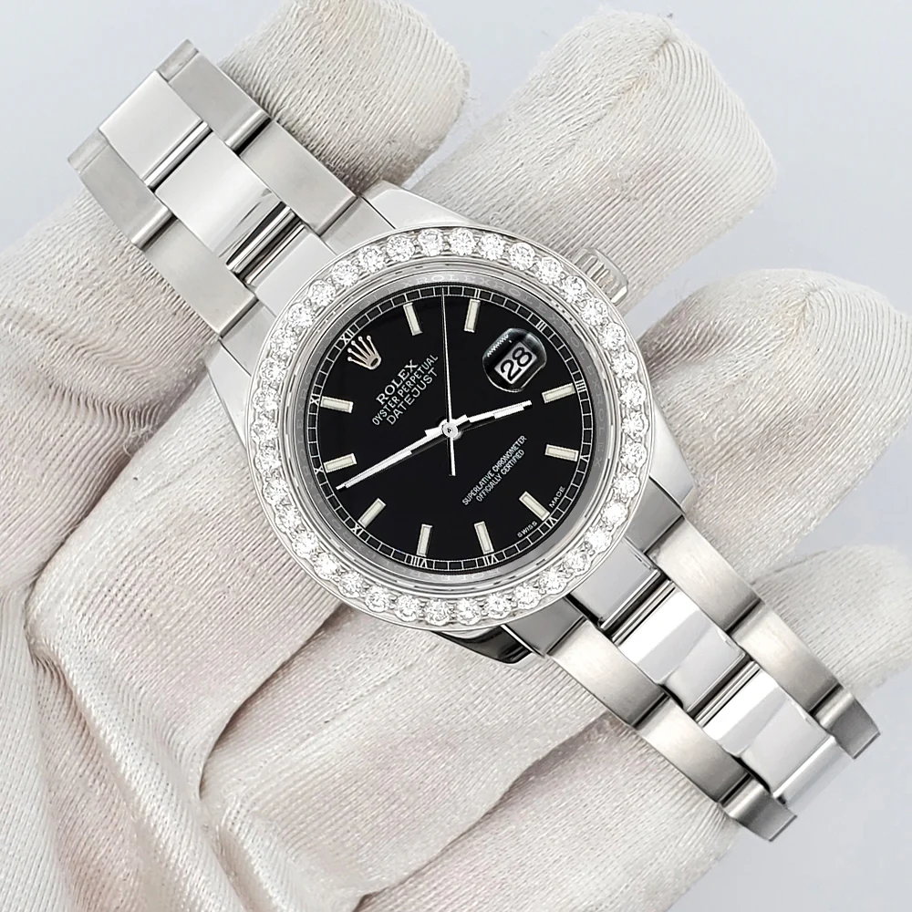 Rolex Datejust Midsize 31mm 178240 Black Index Dial 1.6ct Diamond Bezel Watch - Image 3