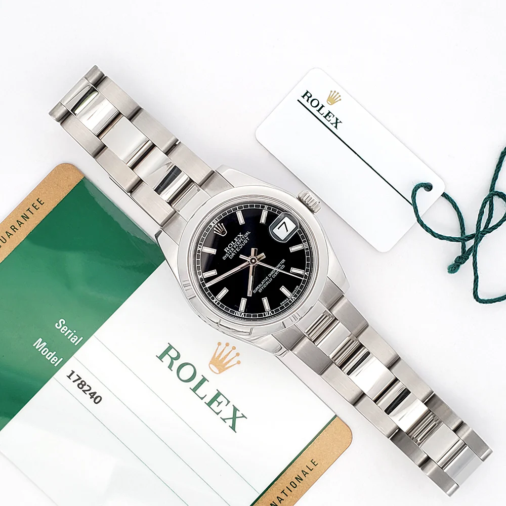 Rolex Datejust Midsize 31mm Black Index Steel Oyster Watch 178240 Papers/Serial Hang Tag - Image 3