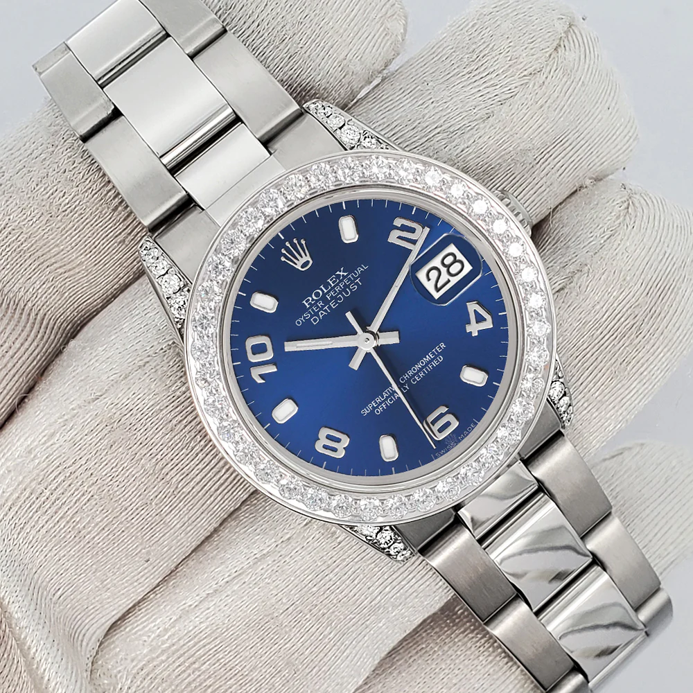 Rolex Datejust Midsize 31mm Blue Arabic Dial 2.1ct Diamond Bezel/Lugs Oyster Watch - Image 2