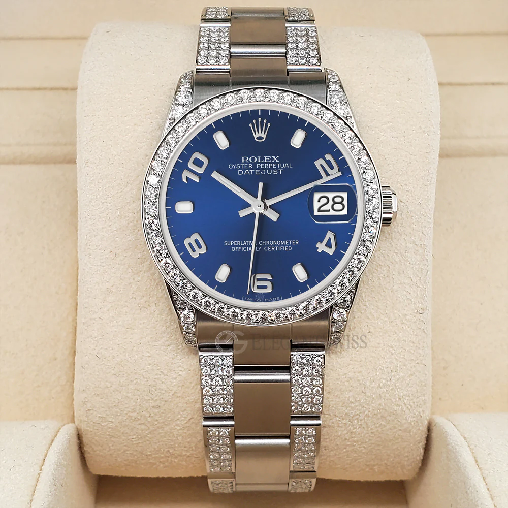 Rolex Datejust Midsize 31mm Blue Arabic Dial 3.5ct Diamond Bezel/Lugs/Bracelet Oyster Watch - Image 5