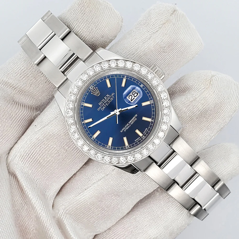 Rolex Datejust Midsize 31mm 178240 Blue Index Dial 1.6ct Diamond Bezel Watch - Image 3