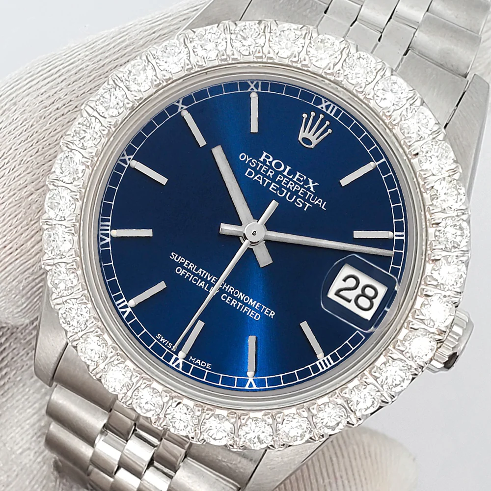 Rolex Datejust Midsize 31mm Blue Index Dial 2.25ct Diamond Bezel Jubilee Watch - Image 2