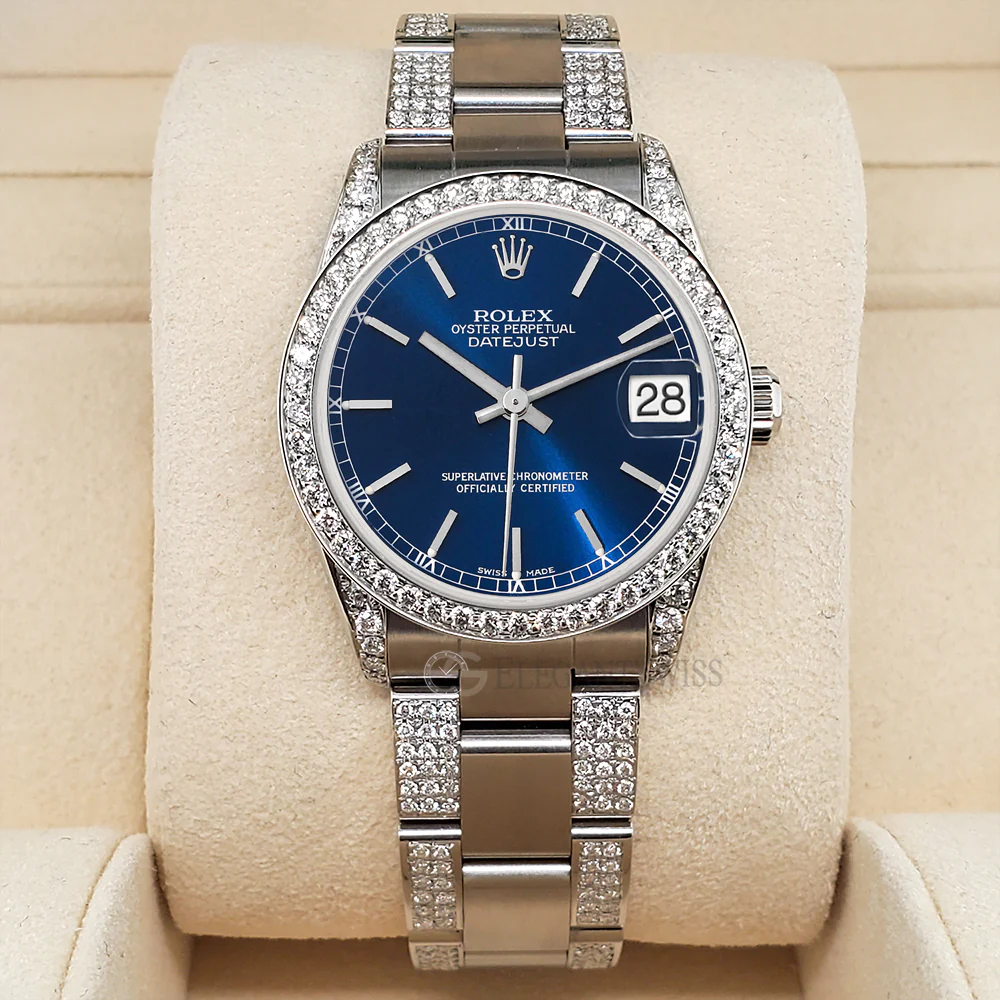Rolex Datejust Midsize 31mm Blue Index Dial 3.5ct Diamond Bezel/Lugs/Bracelet Oyster Watch - Image 5