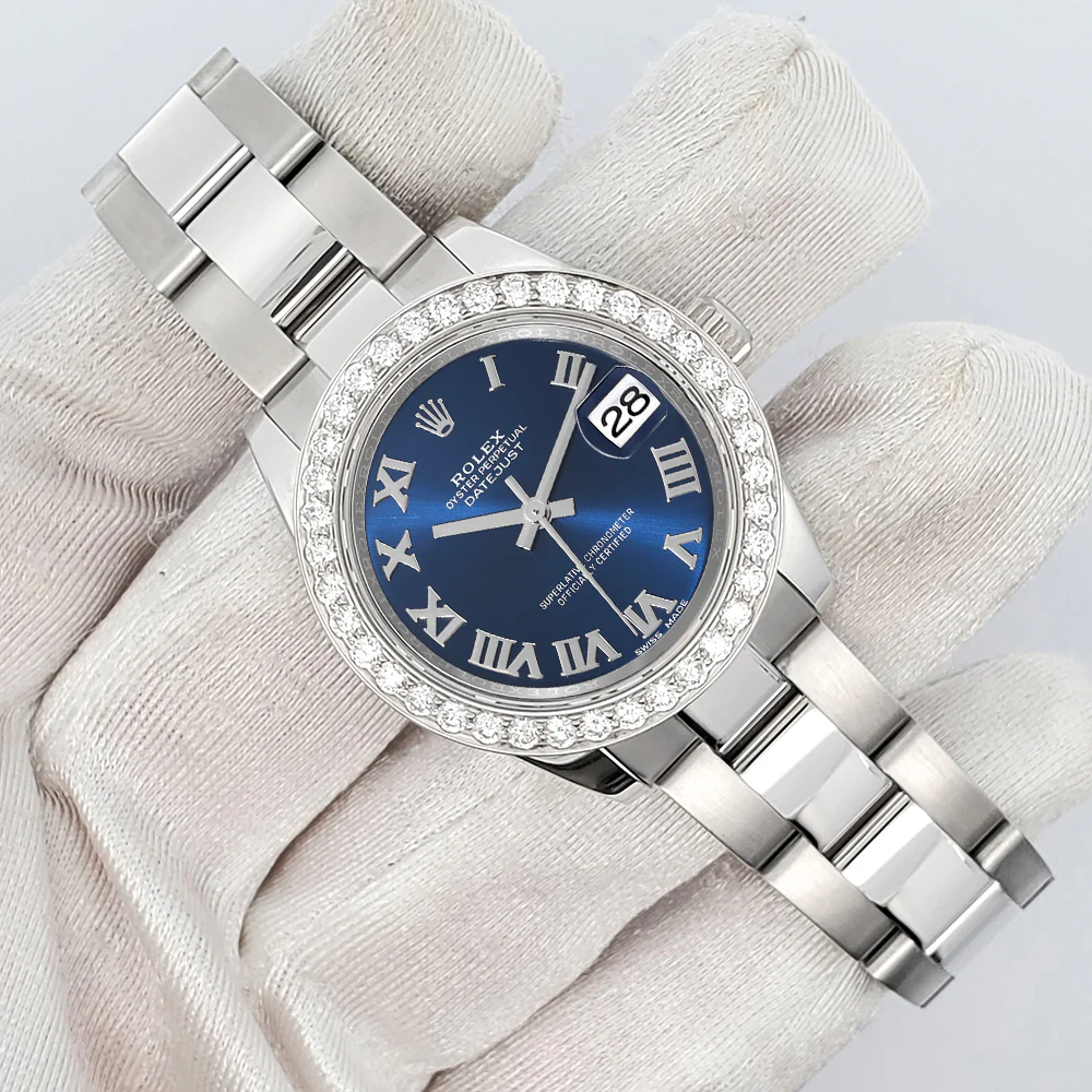 Rolex Datejust Midsize 31mm 178240 Blue Roman Dial 1.6ct Diamond Bezel Watch - Image 3
